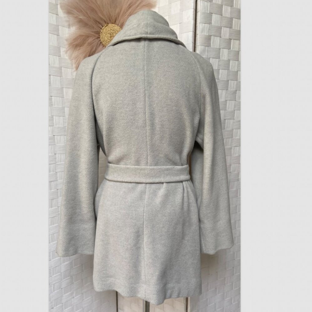 Lands' End Light Gray Wool Blend, Wrap Coat - Picture 6 of 9